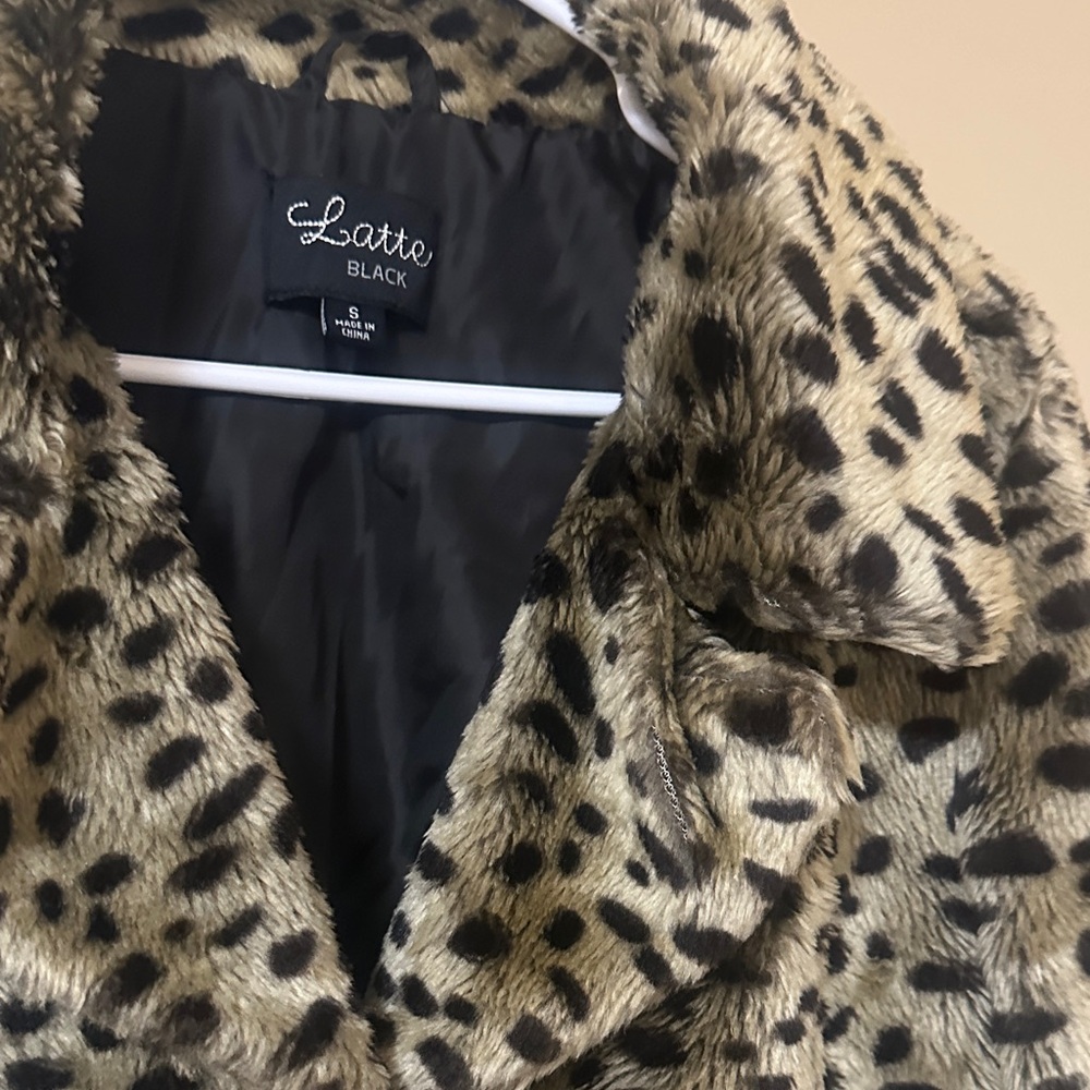 Black Leopard Print Teddy Jacket